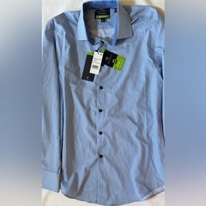 Construct Slim Fit Mens Dress Shirt 15-15.5 32/34 Blue 4-Way Stretch NWT